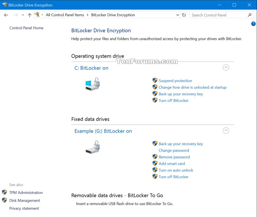 Manage Bitlocker Windows 10